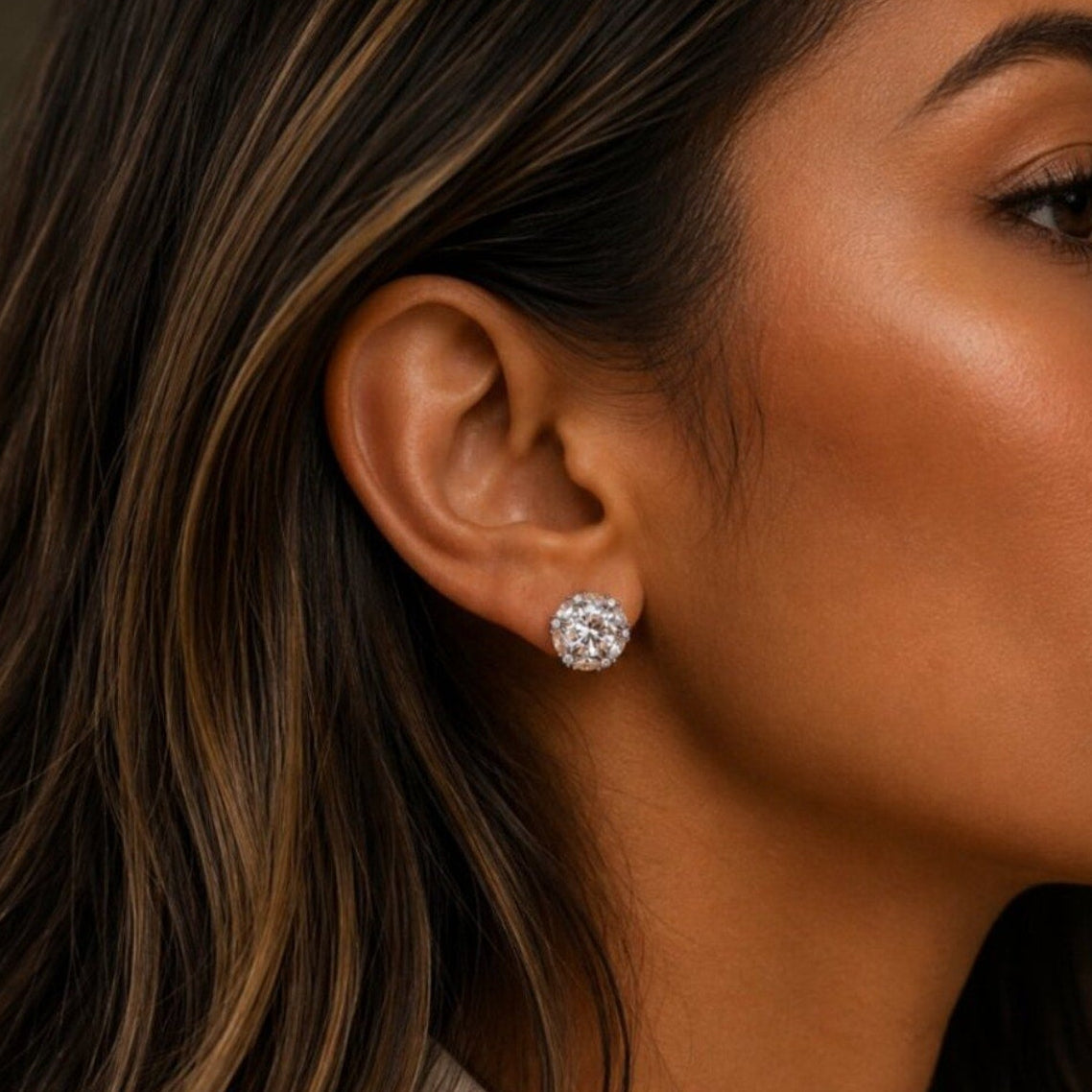 "Irving" Silver Stud Halo Earrings