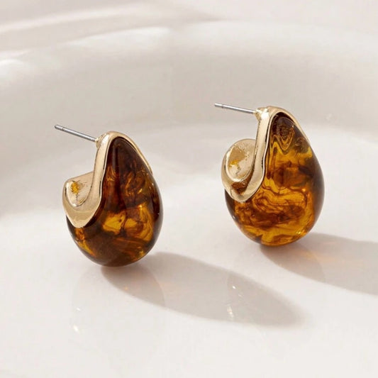 Tortoise Petra Mini Drop 18K Gold Plated Earrings