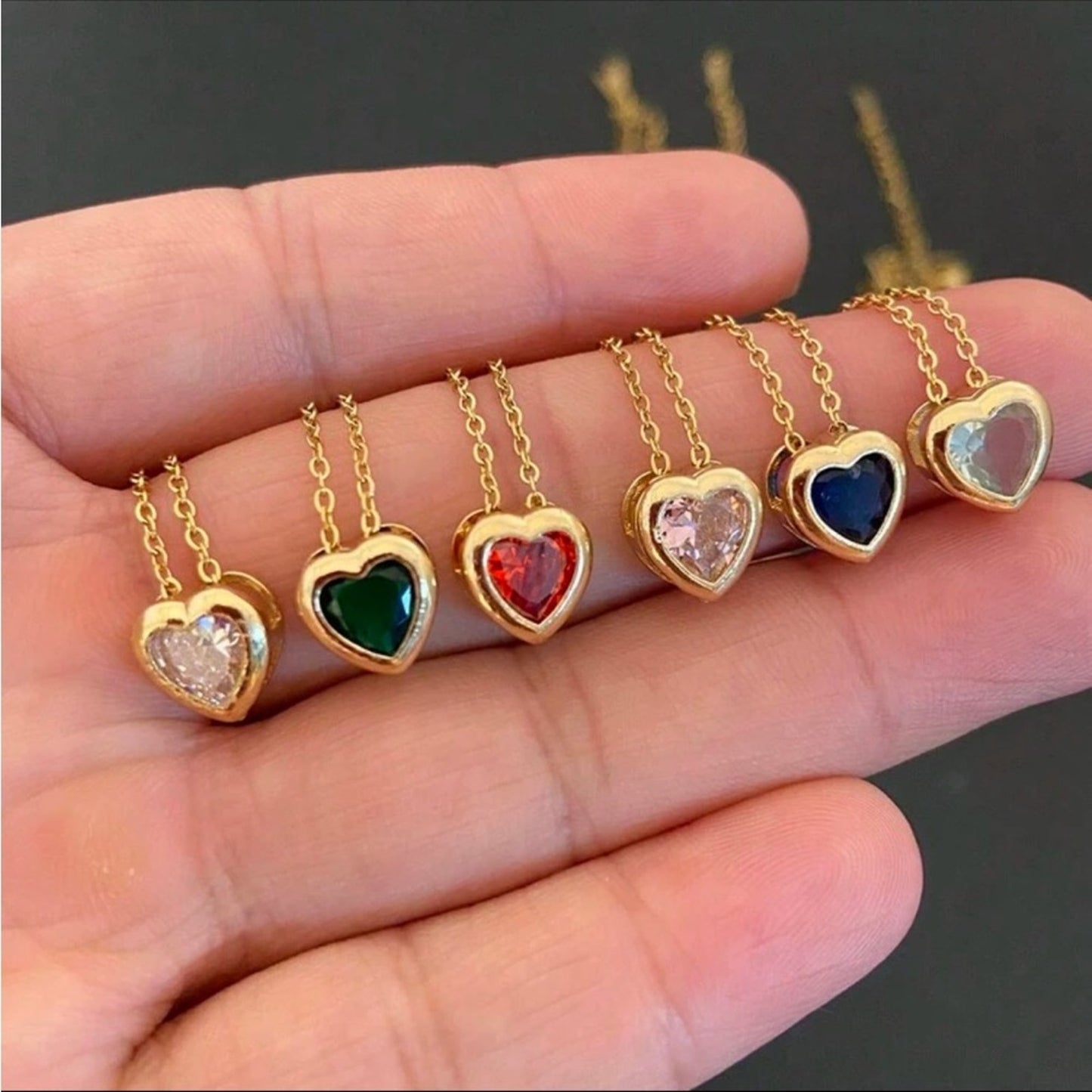"Valentina" Diamond-like heart gold plated stainless steel necklace