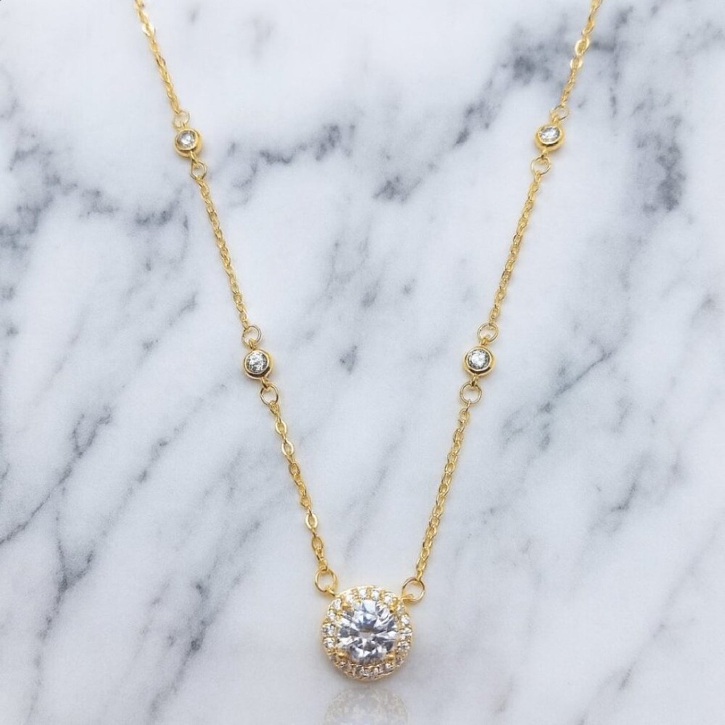 "Camden" 925 Lab Diamond Gold Necklace