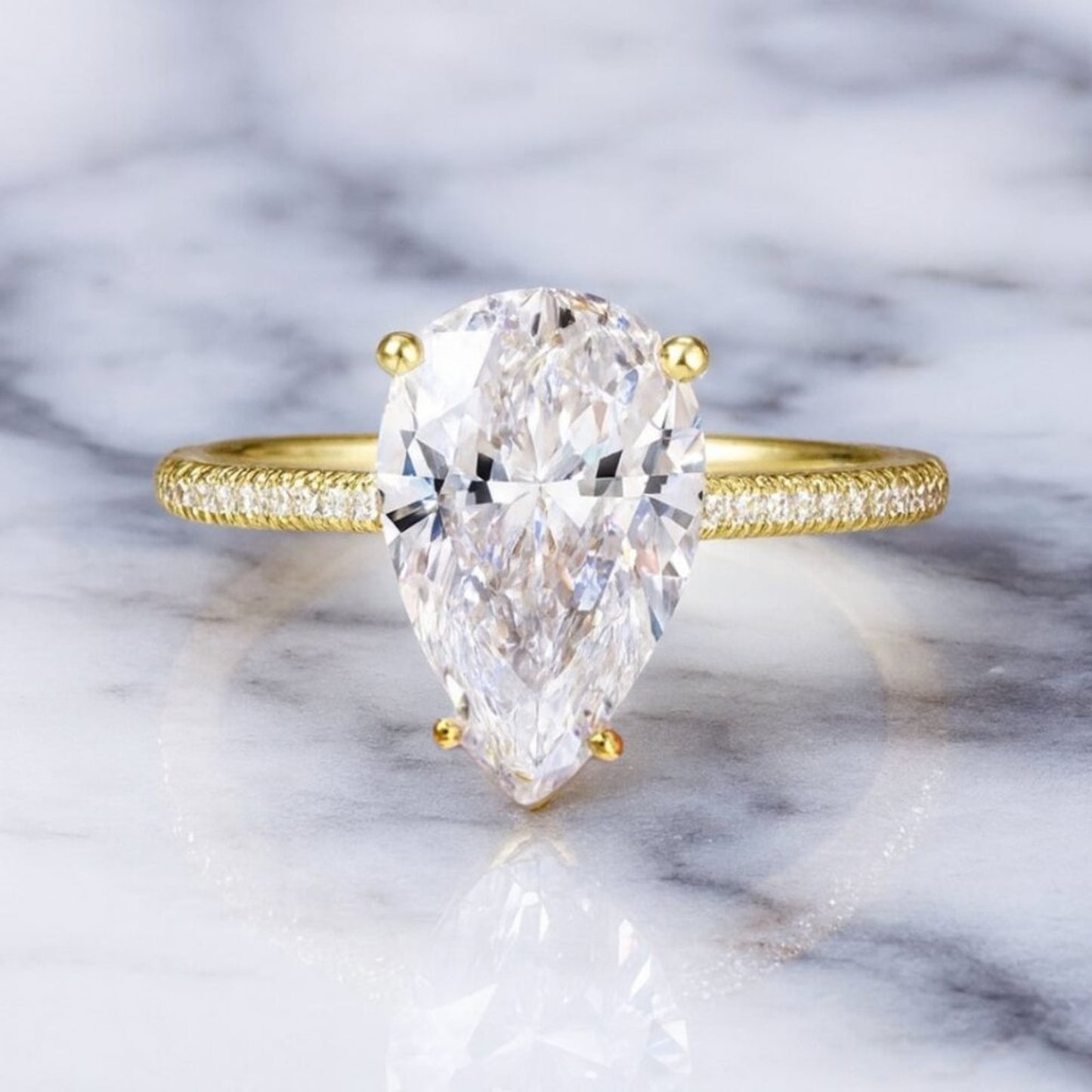 "Anette" 3ct Pear Lab Diamond Ring