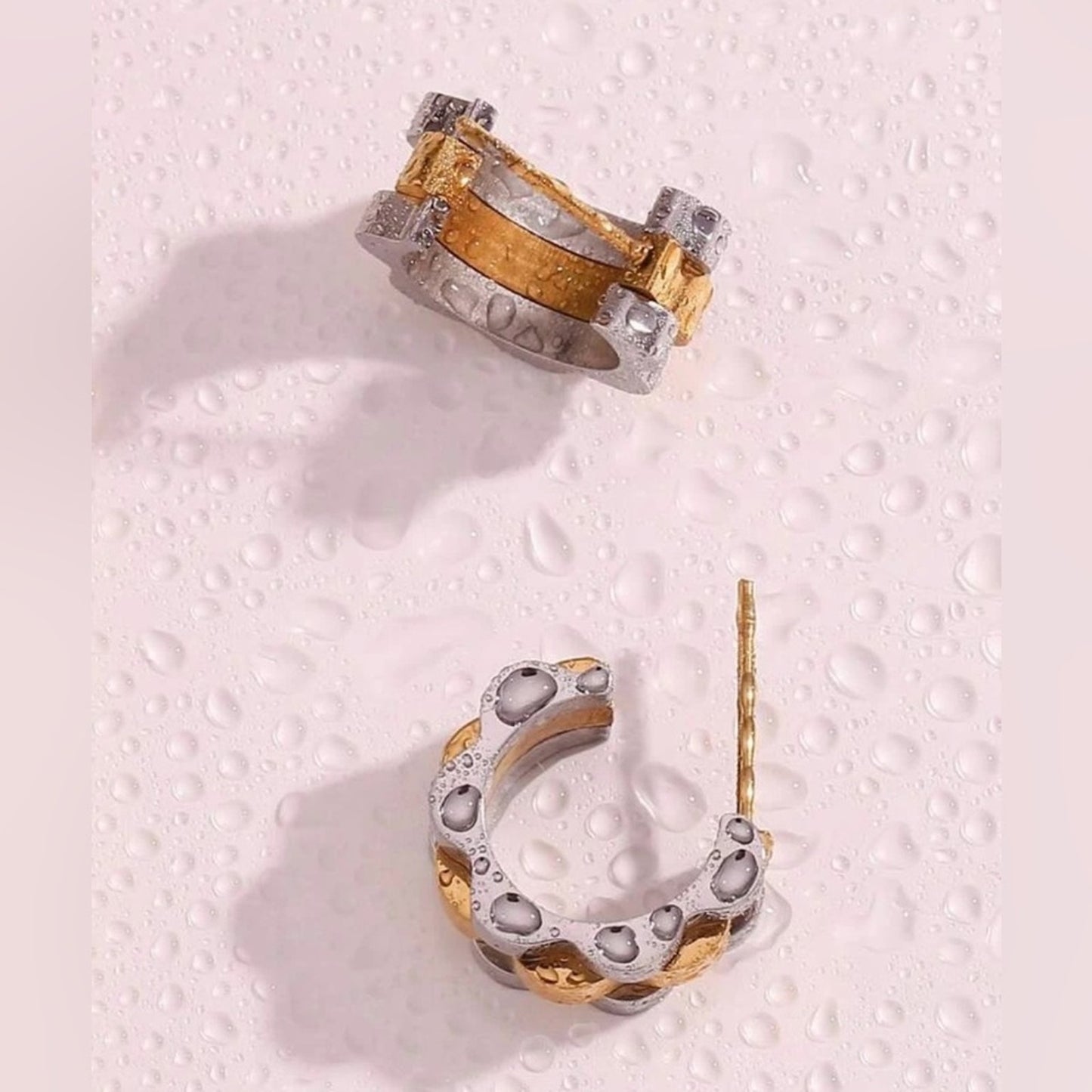 REVOLVE Two-Toned Link Hoop Earrings