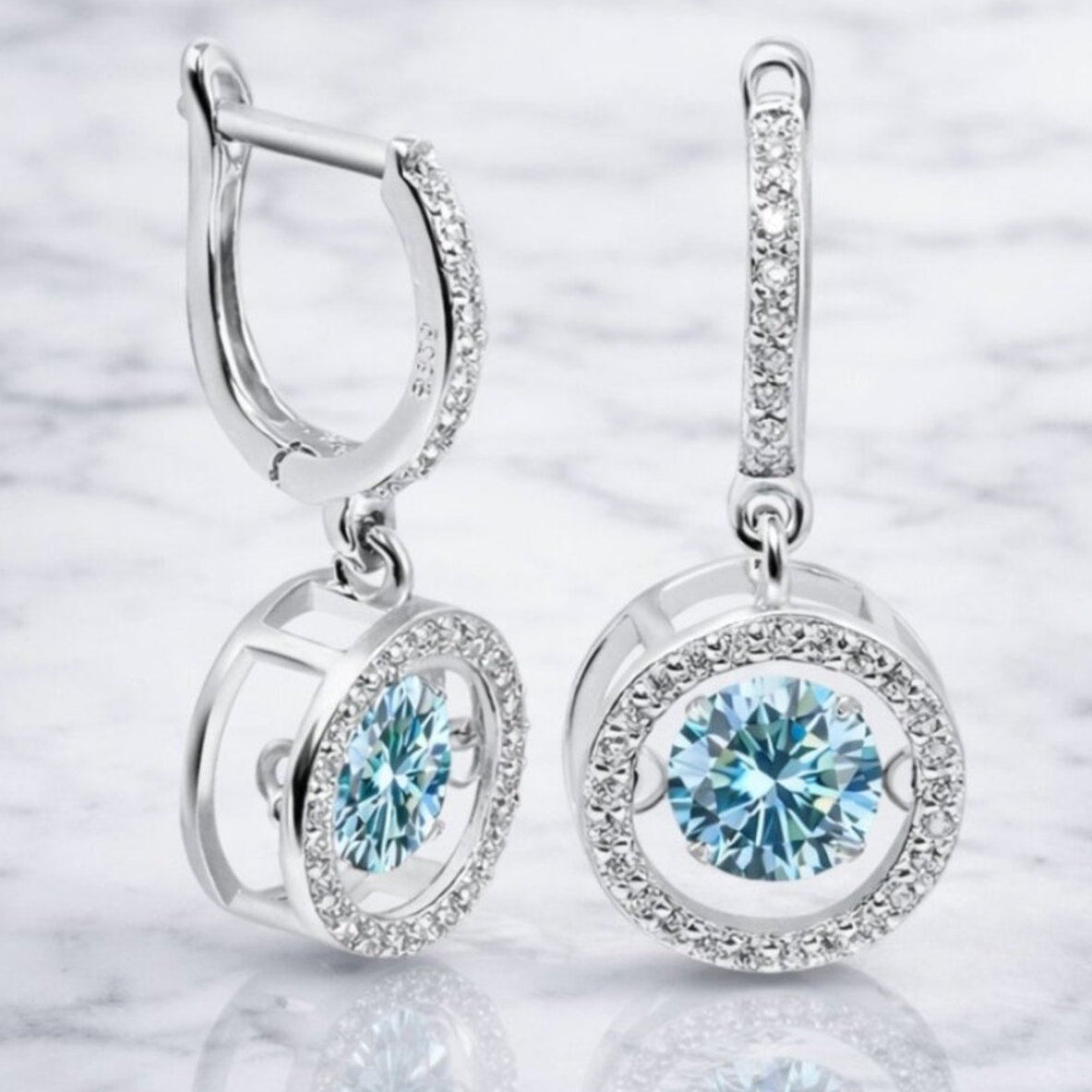 "Princeton" Silver Blue Lab Earrings