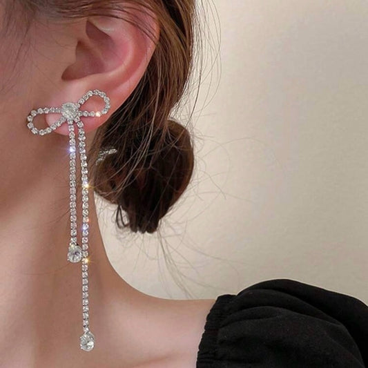 “Bridget”  Bling Bow Silver Earrings