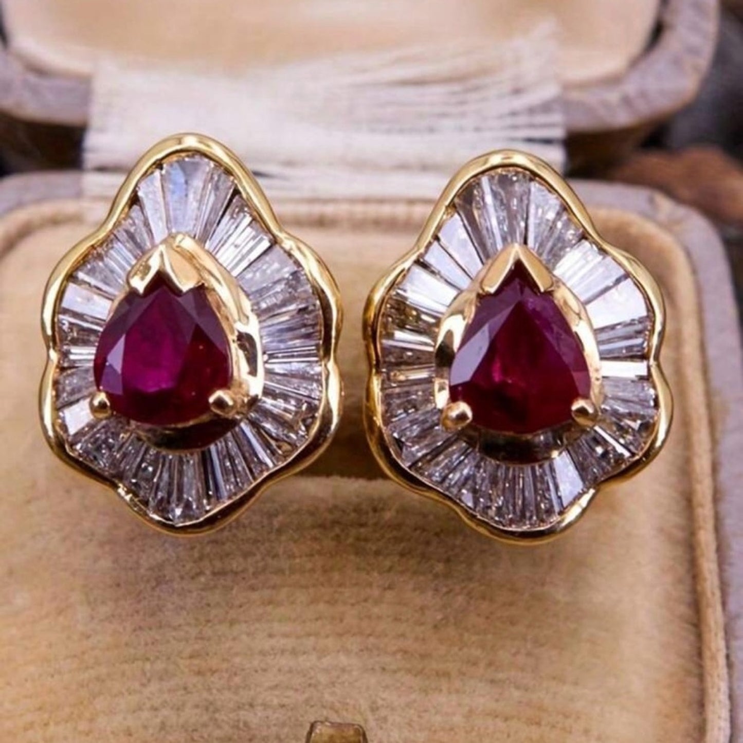 Vintage Style Burgundy Gemstone Earrings