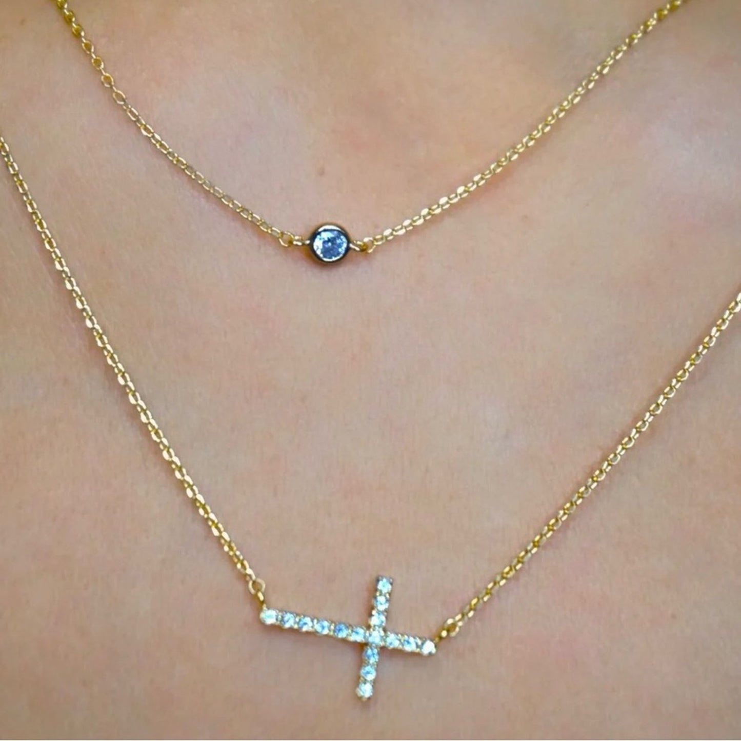 GOLD “Hannah” Layered Cross Necklace