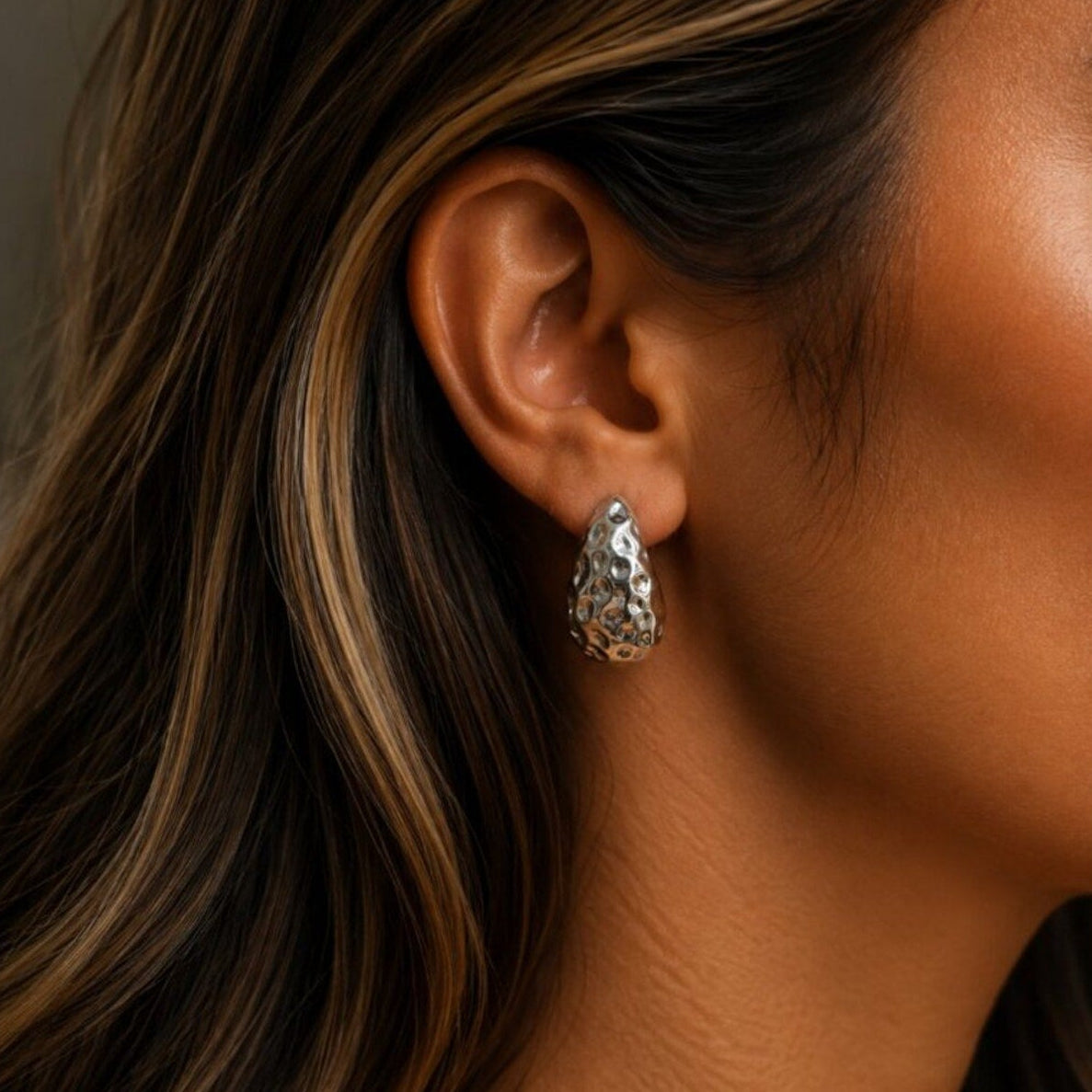 "Izzie" Hammered Petra Hoop Earrings