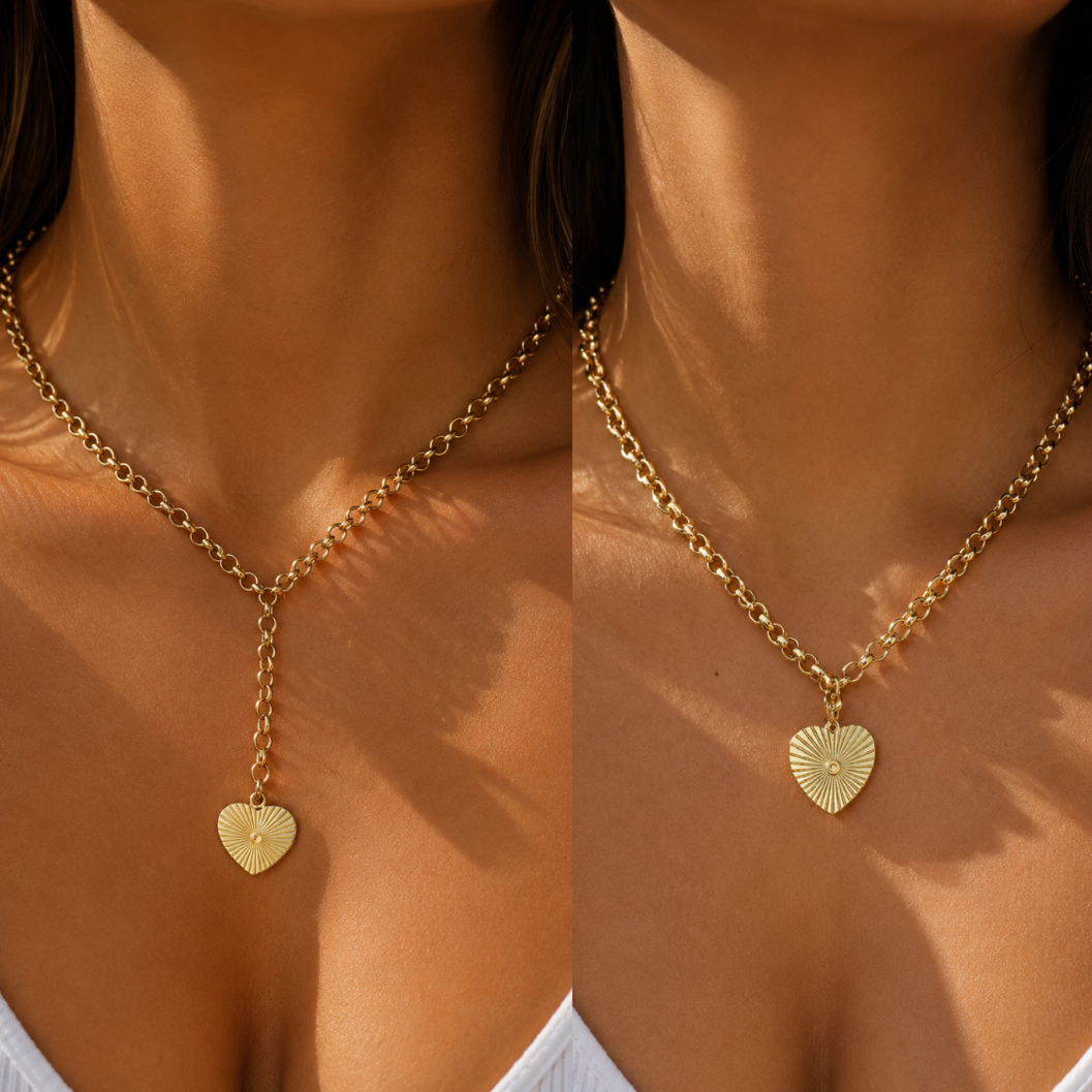 “Alicia” Convertible Heart Charm Love Necklace