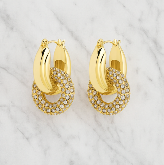 “Cameron” Pavé Diamond Double Hoops