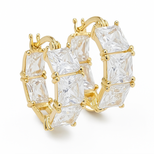 “Dutchess” Princess Cut Bling Hoops
