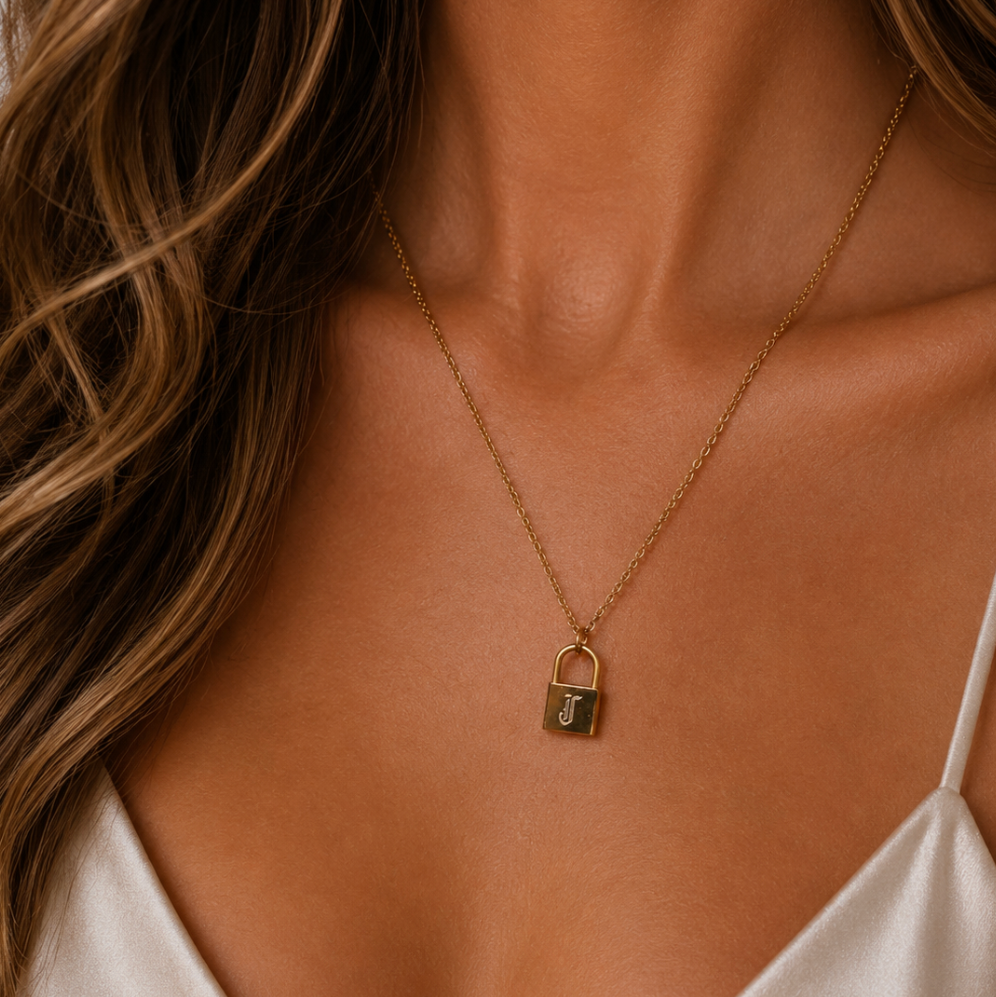 "Jenni" Monogram Lock Necklace