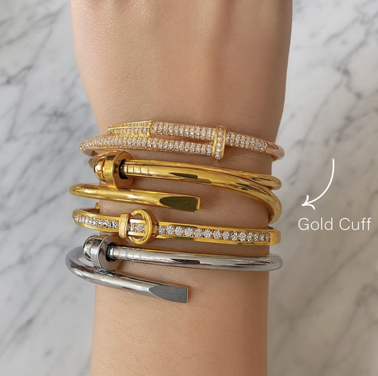 “Nailed It” GOLD plated nailhead cuff luxe bracelet