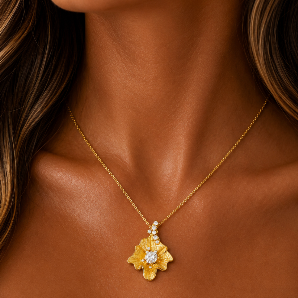 "Maelynn" Gold Floral Necklace