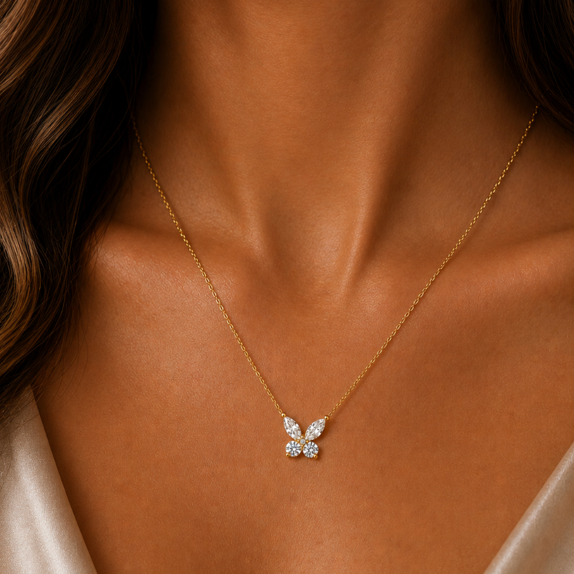 "Mariposa" Diamond Butterfly Necklace Gold