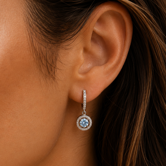 "Princeton" Silver Blue Lab Earrings