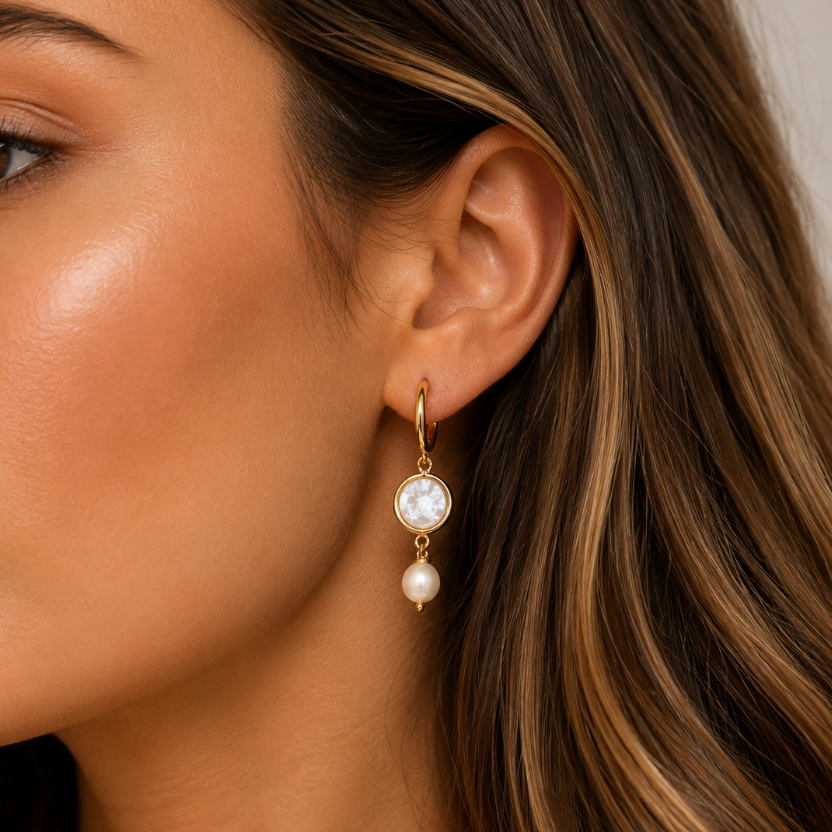 "Rafferty" Pearl Hoop Earrings