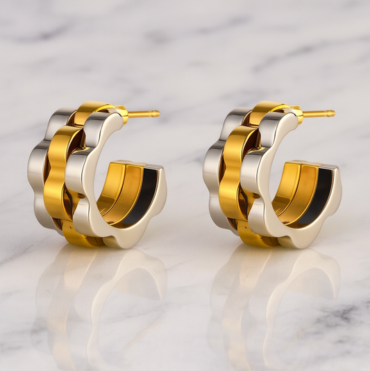 REVOLVE Two-Toned Link Hoop Earrings