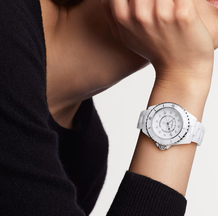 *Re-Sale* Luxe White Silver Bling Link Watch - Quartz, Swiss Made, 200m