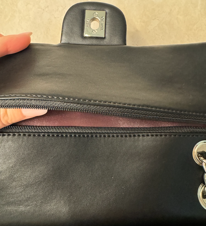 *Re-Sale Item* Classic Black & Silver Double Flap Handbag