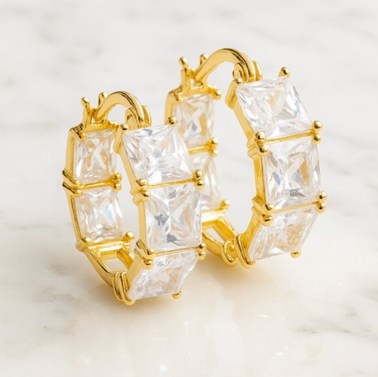 “Dutchess” Princess Cut Bling Hoops