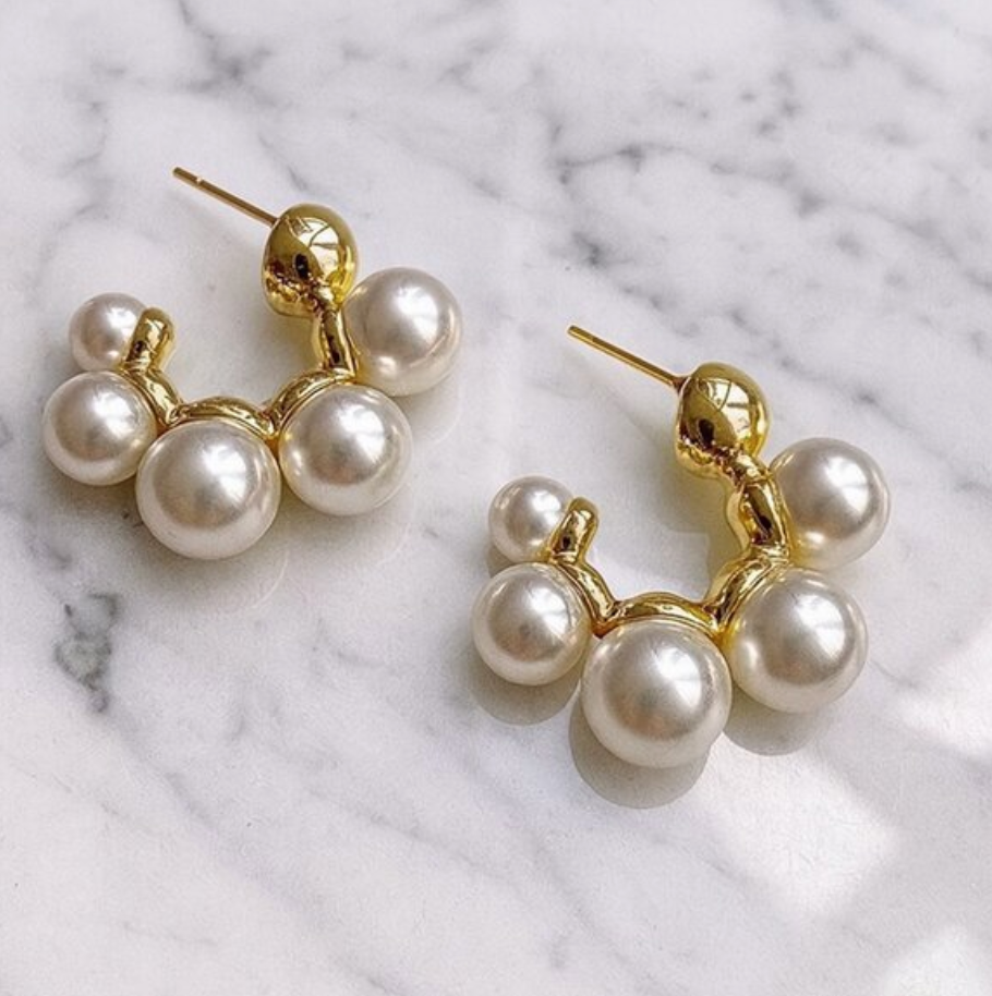 Gradient Pearl Hoops