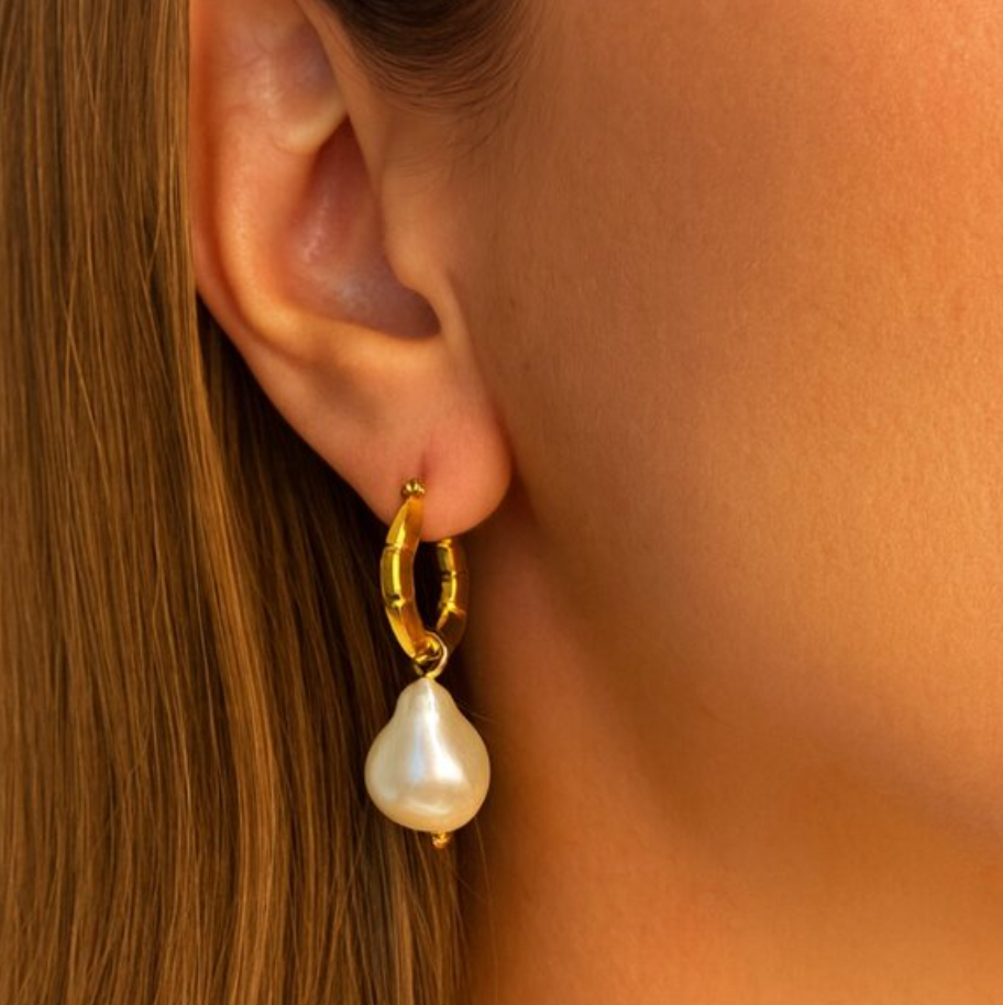 “CLAIRE” - Pearl Hoop Earrings