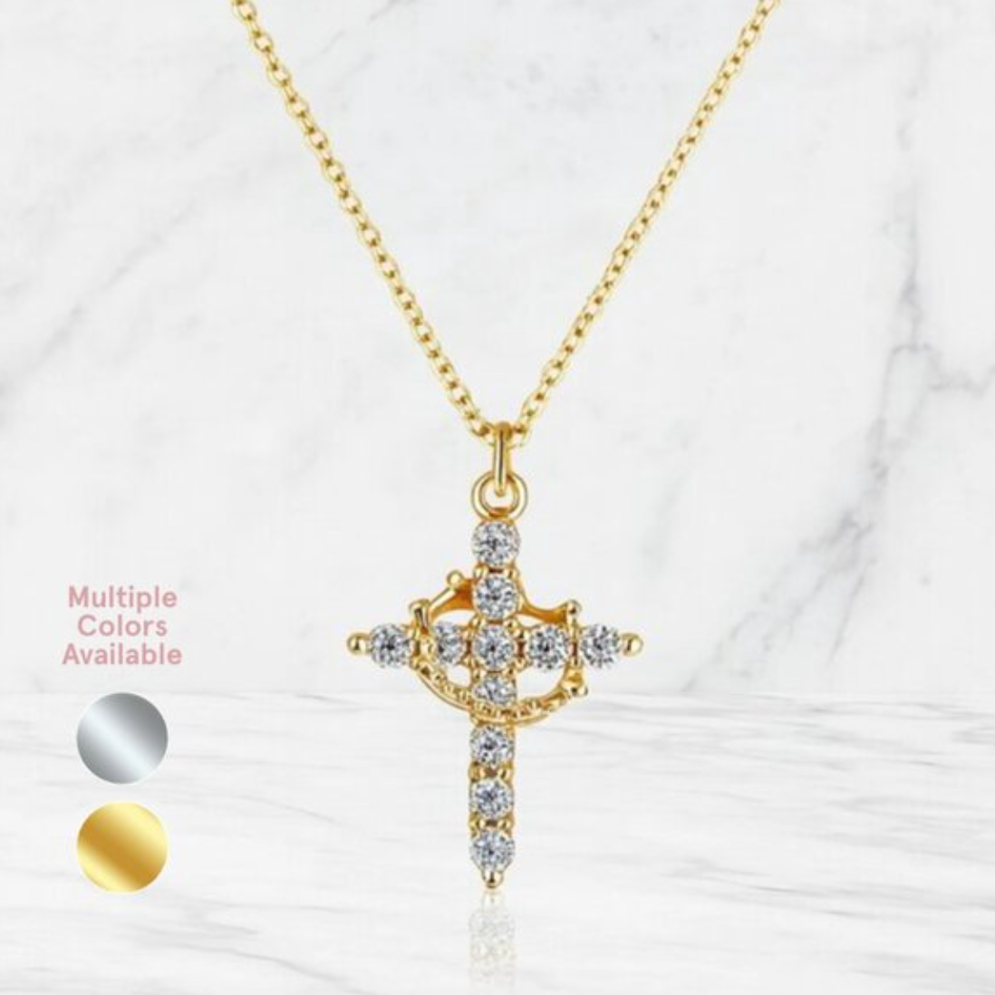 Royal Cross Crown Necklace Waterproof