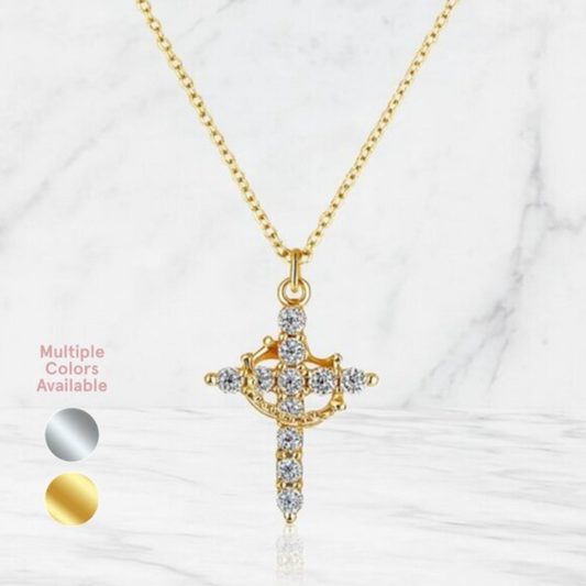 Royal Cross Crown Necklace Waterproof