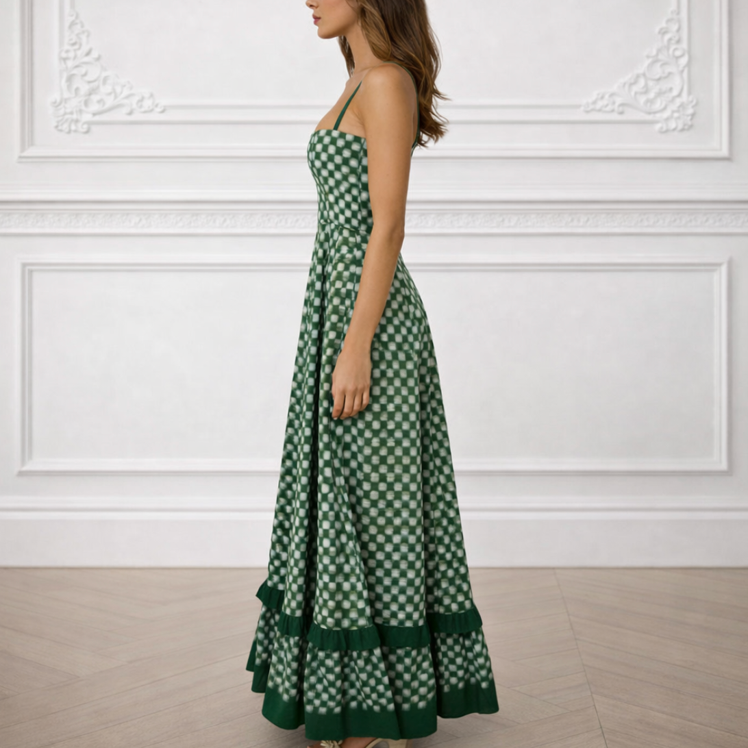 "Sarah-Kate" Green Checkered Dress