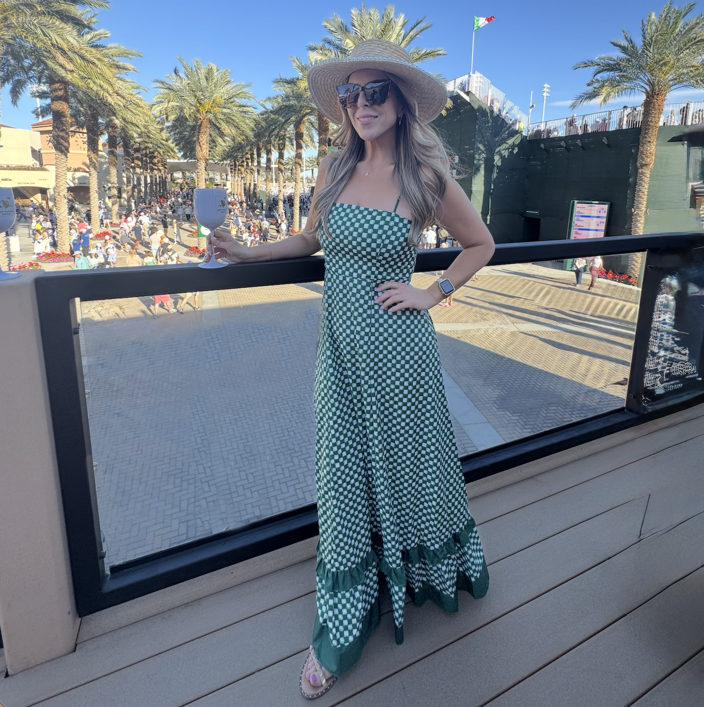 "Sarah-Kate" Green Checkered Dress