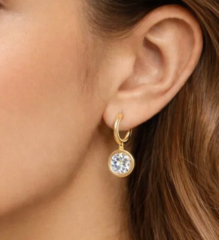 "Monaco" Lab Diamond Drop Hoop Earrings