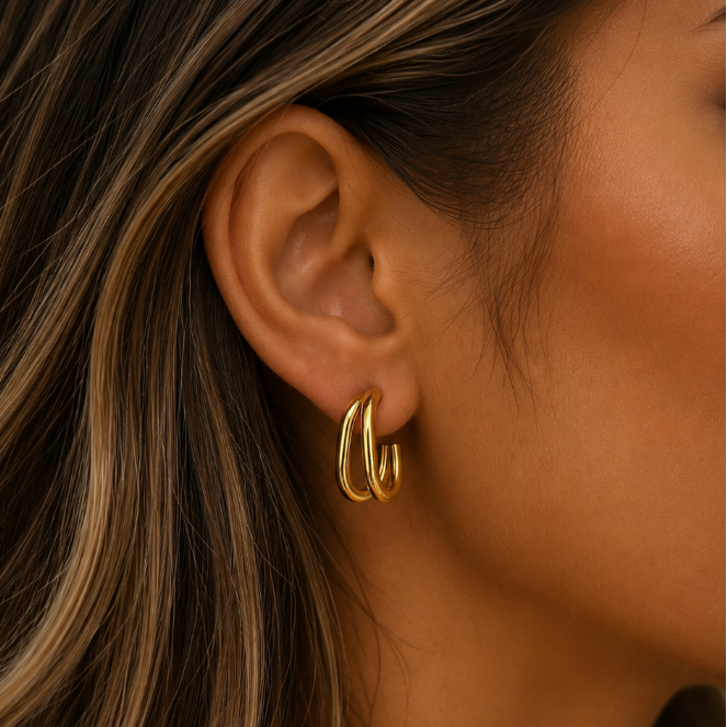 “Bri” 18k modern illusion hoops