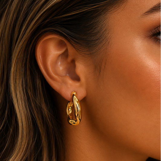 "Calia" Chunky Pear-Shaped Hoops