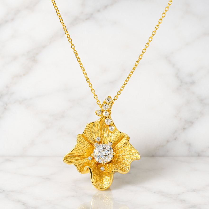 "Maelynn" Gold Floral Necklace