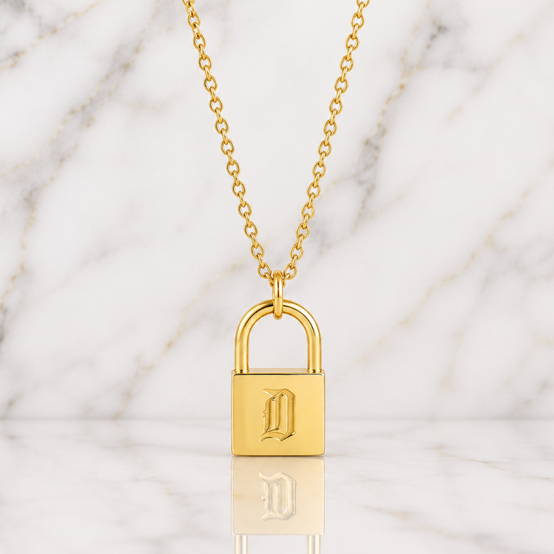 "Jenni" Monogram Lock Necklace