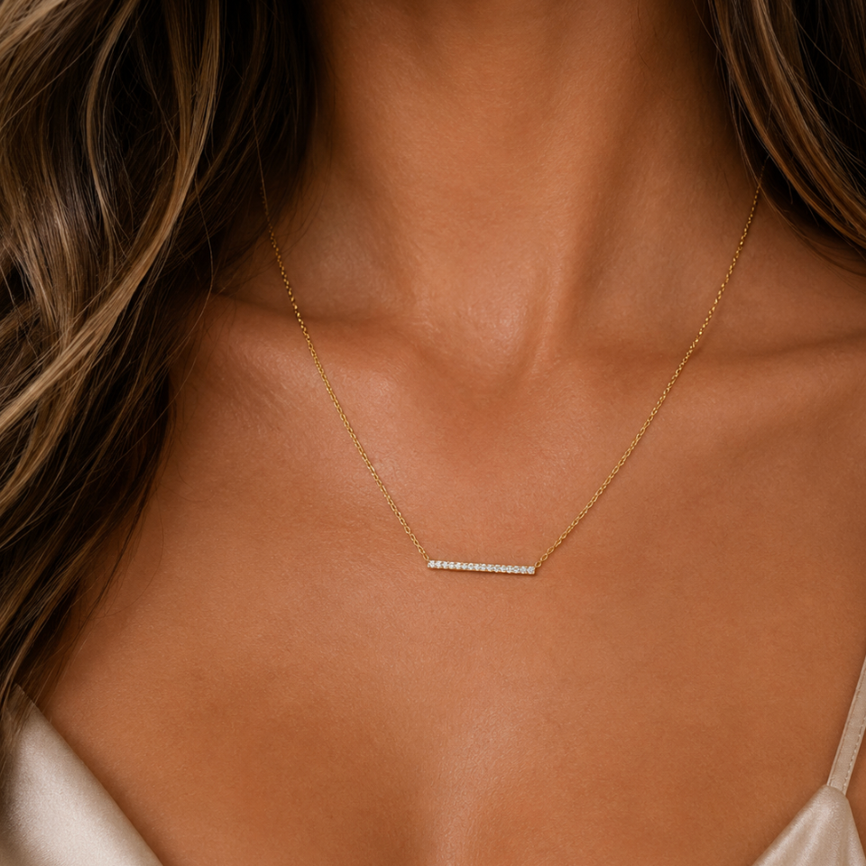 “BELLA” Gold Bar Bling Necklace