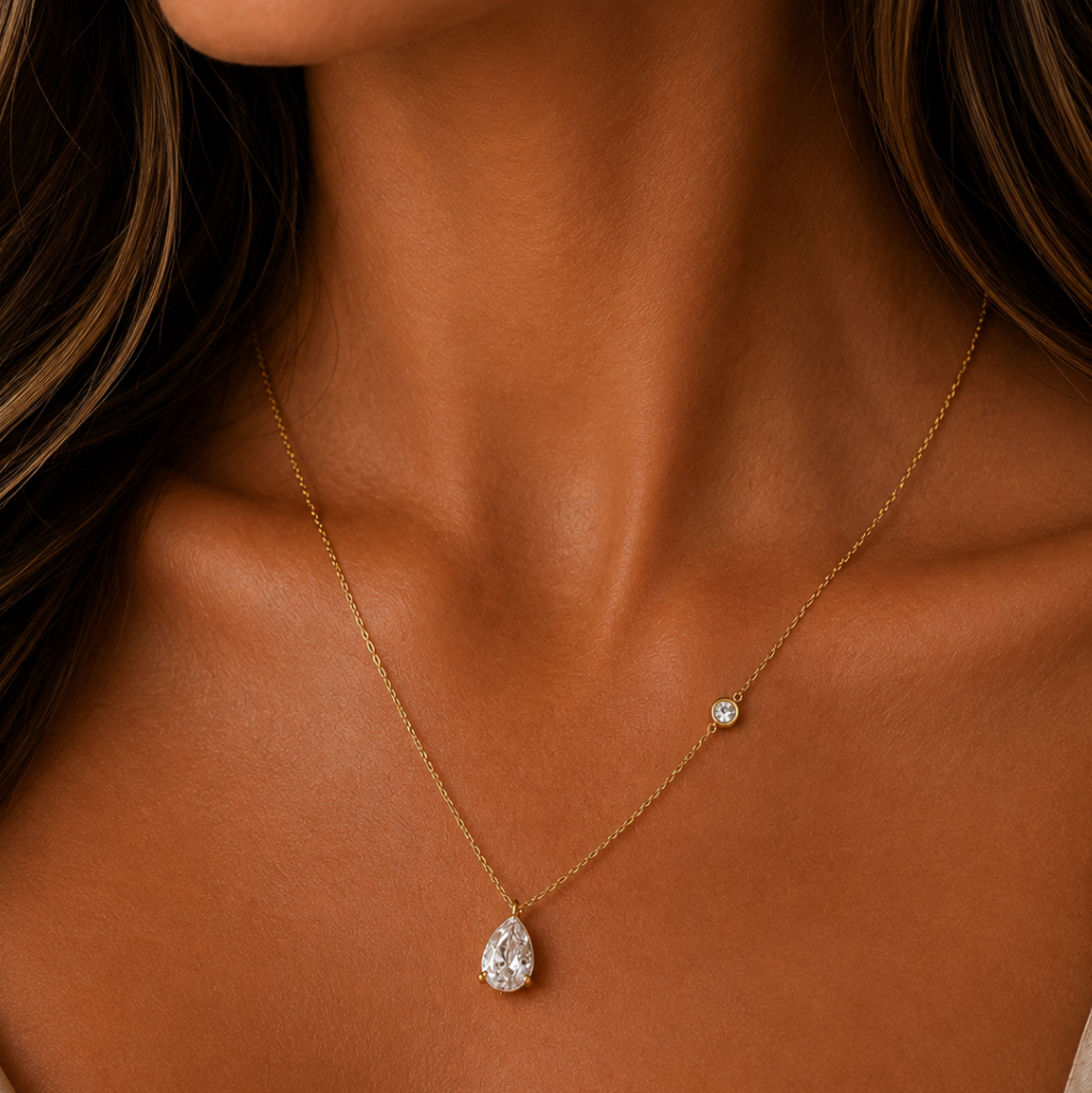"Meredith" Lab Pear Shaped Necklace
