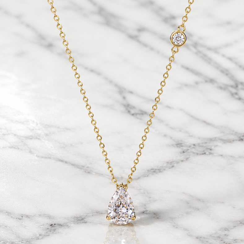 "Meredith" Lab Pear Shaped Necklace