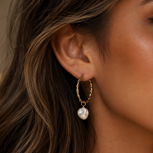 🇮🇹 “Firenzé” Freshwater Pearl Braided Hoops