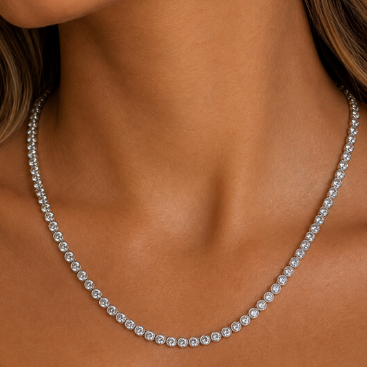 "Covington" Bezel Set Tennis Necklace