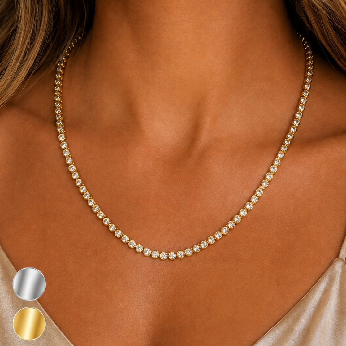 "Covington" Bezel Set Tennis Necklace