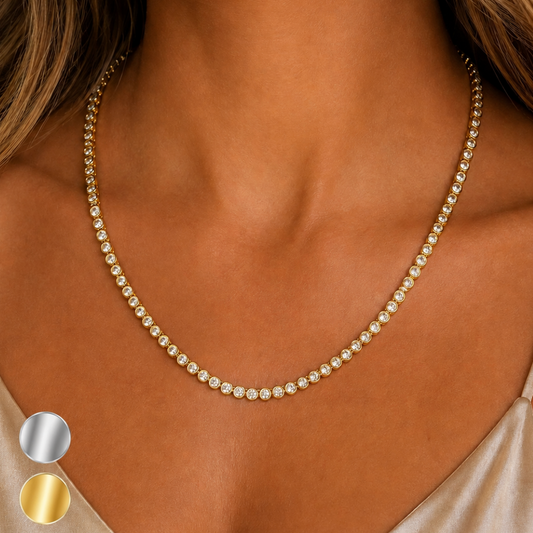 "Covington" Bezel Set Tennis Necklace
