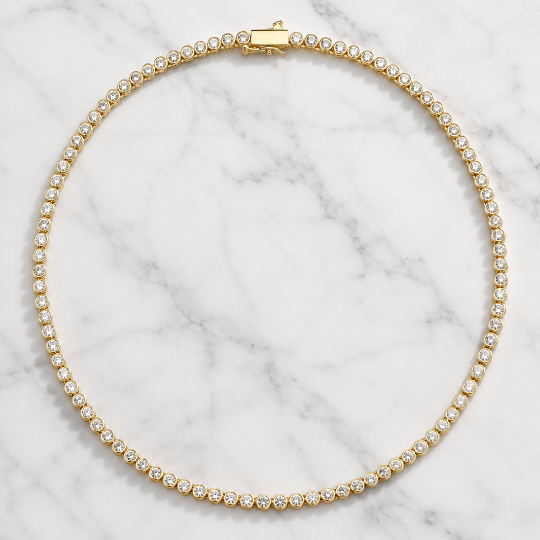 "Covington" Bezel Set Tennis Necklace