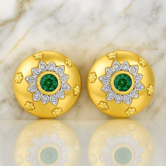 “Lilah” Gold Emerald Earrings