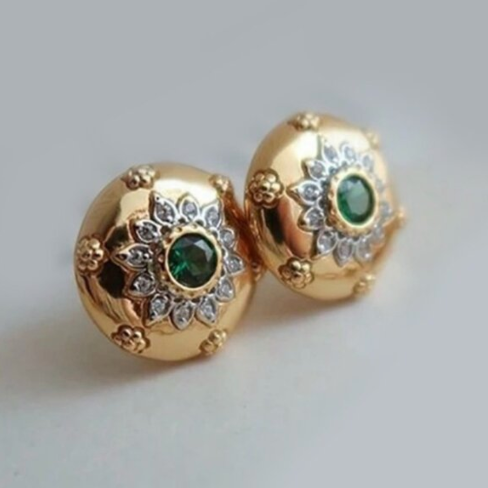 “Lilah” Gold Emerald Earrings