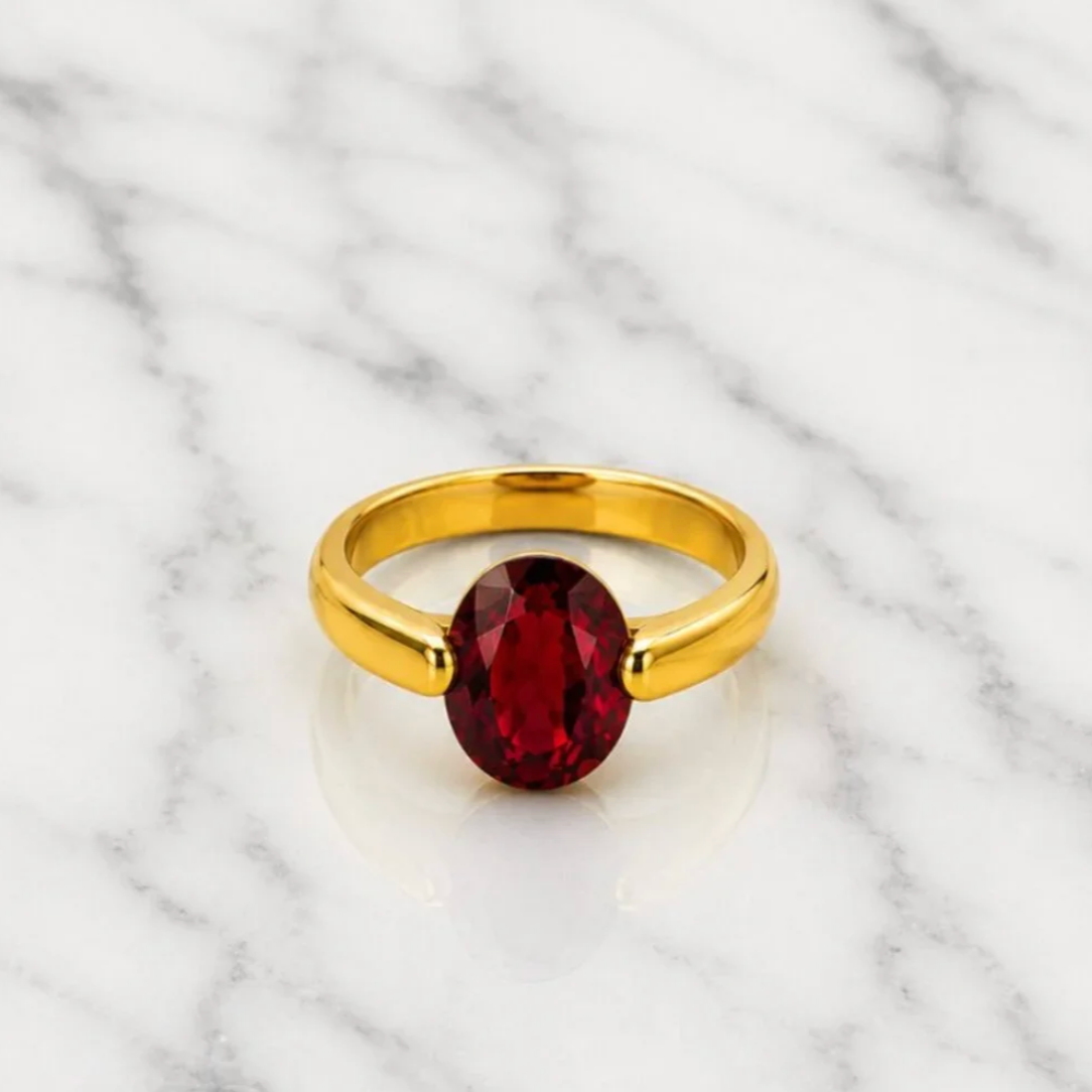 Blue Topaz Waterproof Ring | Kinsley | 18K Gold