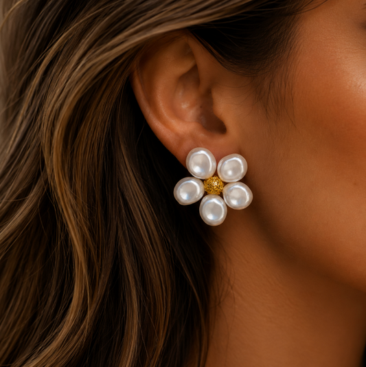 “Winona” Floral pearl earrings