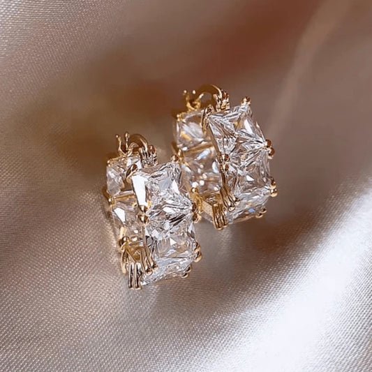 “Fiona” Princess Cut Bling Hoops