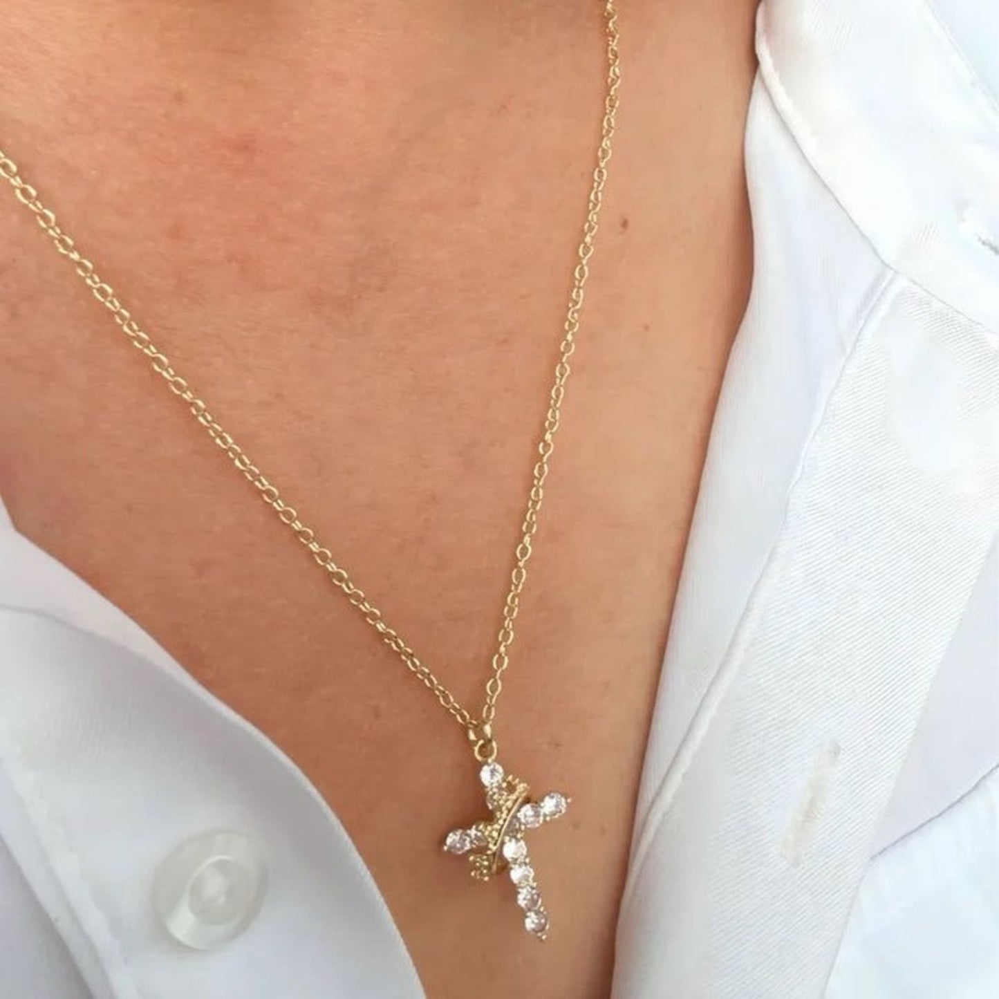 Royal Cross Crown Necklace Stainless Steel