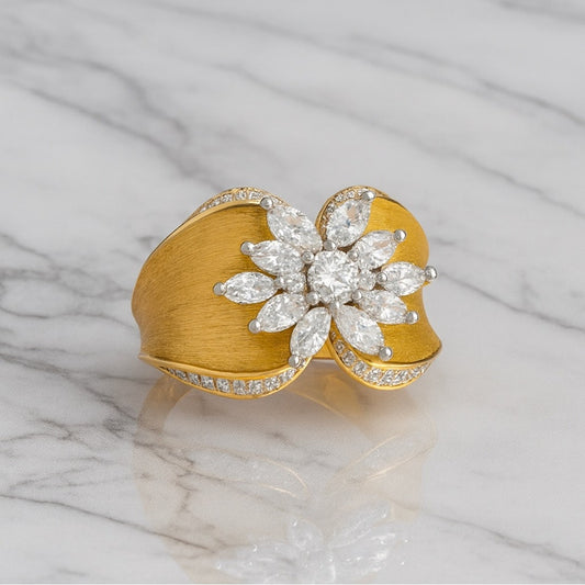 “Dahlia” Gold Floral Ring